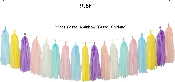 Pastel Rainbow Party-Decorations Tassel Garland - Image 2
