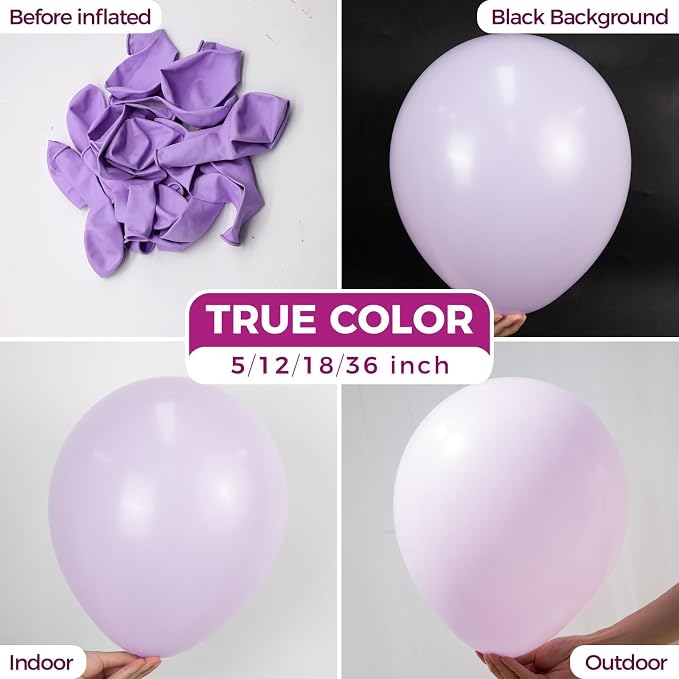 Bezente Pastel Purple Latex Round Helium Party Balloons 100 Pack 12 inch | - Image 2