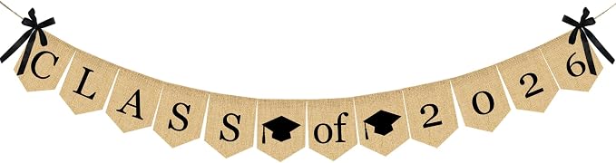 Burlap Class of 2026 Graduation Banner by Partyprops