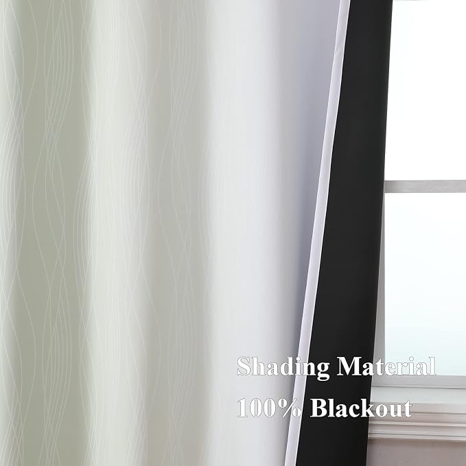 Sage and Greyish White Blackout Curtains 54 Inch Length, Light Blocking - Image 5