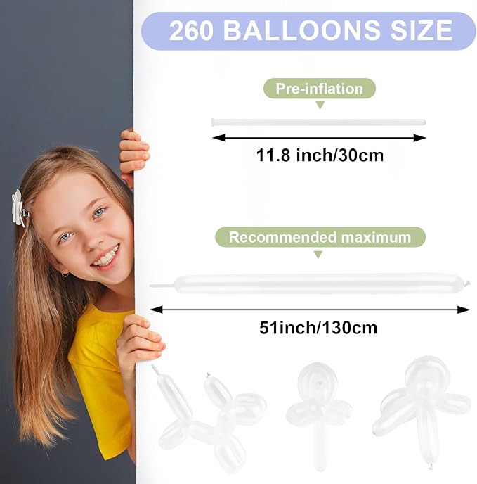 260 Balloons 100 PCS White - Image 3