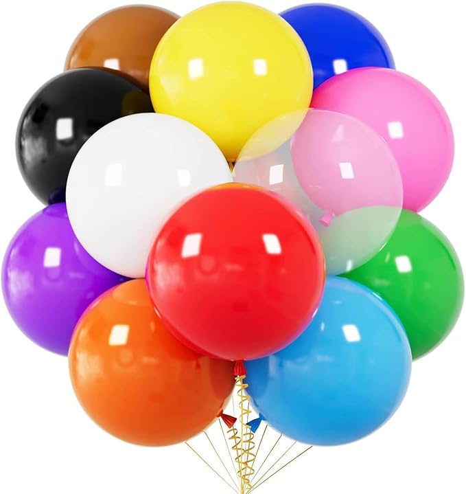 18 Inch Assorted Colors Big Balloon 12 Pack Large Latex Party Balloons Round by ASIYUHY