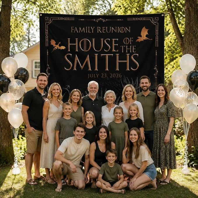 Custom Family Reunion Banner Medieval Fantasy Style Personalized - Image 2