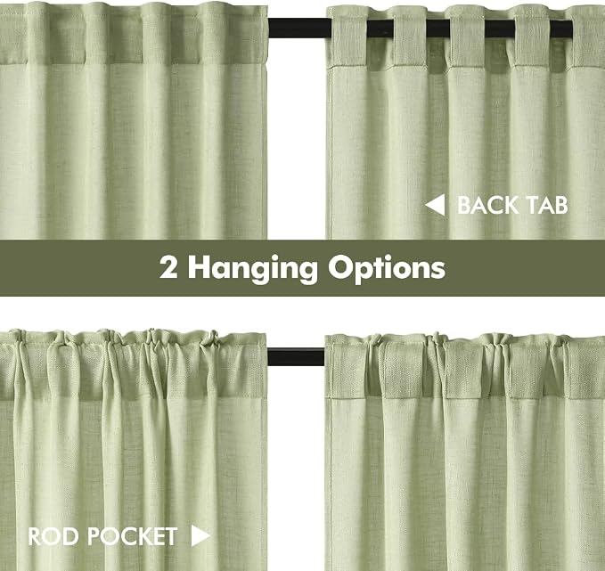 MIULEE Sage Green Kitchen Curtains 24 Inches Length 2 Panels Farmhouse | Soft - Image 5
