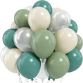 Sage Green and White Balloons, Neutral Dusty Olive Green White Beige Cream by Paeyeq