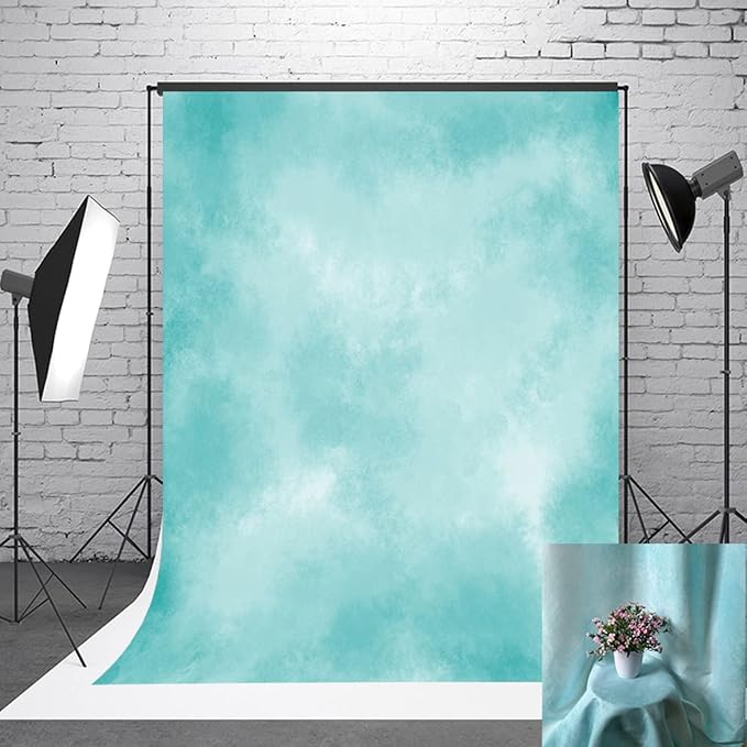 5x7ft Aqua Abstract Solid Photography Backdrops Gradient Portrait Photo Booth by HMTFOTO