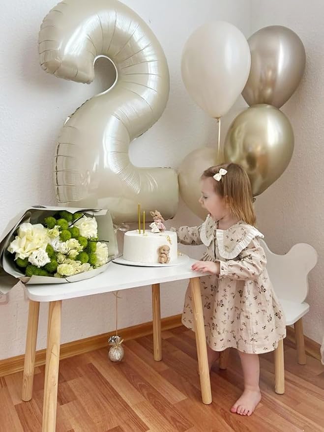 2 Balloon Numbers 40Inch Two Balloons Cream Party Decorations - Image 3