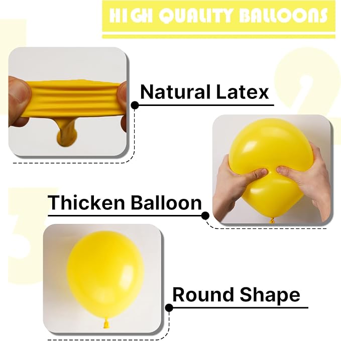 PartyWoo Yellow Balloons 100 pcs 10 Inch Matte Yellow Latex Helium Balloons - Image 7