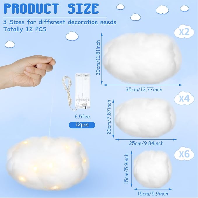 Tatuo 6 Pcs LED Artificial Hanging Clouds - Image 4