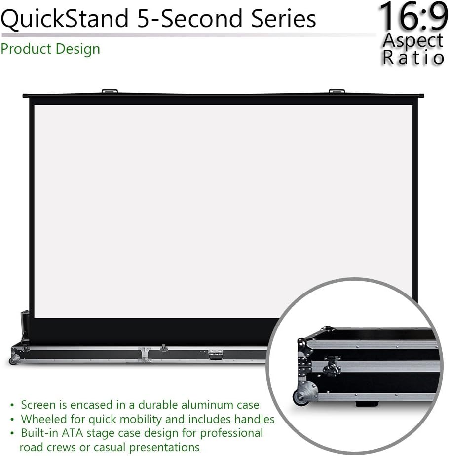 Elite Screens QuickStand 5-Second Series, 150-INCH 16:9, Manual Pull Up Projector Screen, Movie Home Theater 8K / 4K Ultra HD 3D Ready, 2-YEAR WARRANTY, QS150HD