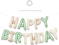 TONIFUL 16 Inch Apricot Sage Green Cream White Happy Birthday Foil Balloons | by TONIFUL
