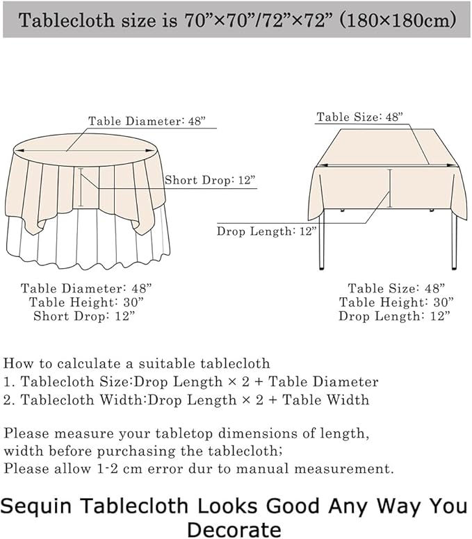 ShinyBeauty Square Tablecloth 72x72-Inch Sequin Tablecloth Overlay Royal Blue Table Cover Sequined Table Cloths for Wedding Blue Shimmer Tablecloth Linen Square Overlay for Cocktail/Cake