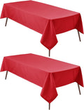 Hiasan 2 Pieces Red Tablecloth Rectangle - Wateproof and Spillproof Kitchen Christmas Washable Polyester Table Cloth for Dining Room, 54 x 108 Inch