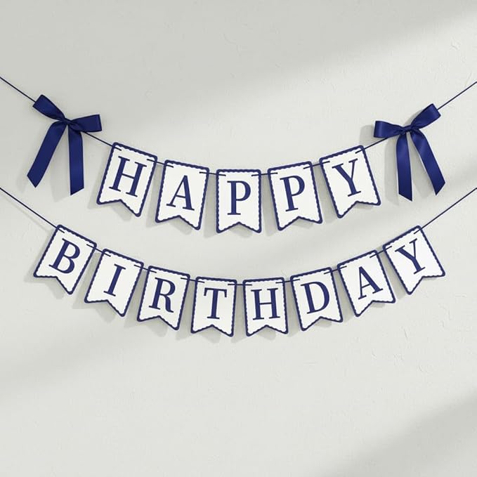Navy Blue Happy Birthday Banner by TULOBI