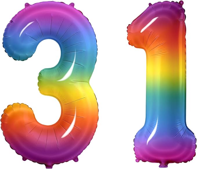 Number 31 Balloons for 31st Birthday Party Decorations, 0-100 Large No.31 by Joycard