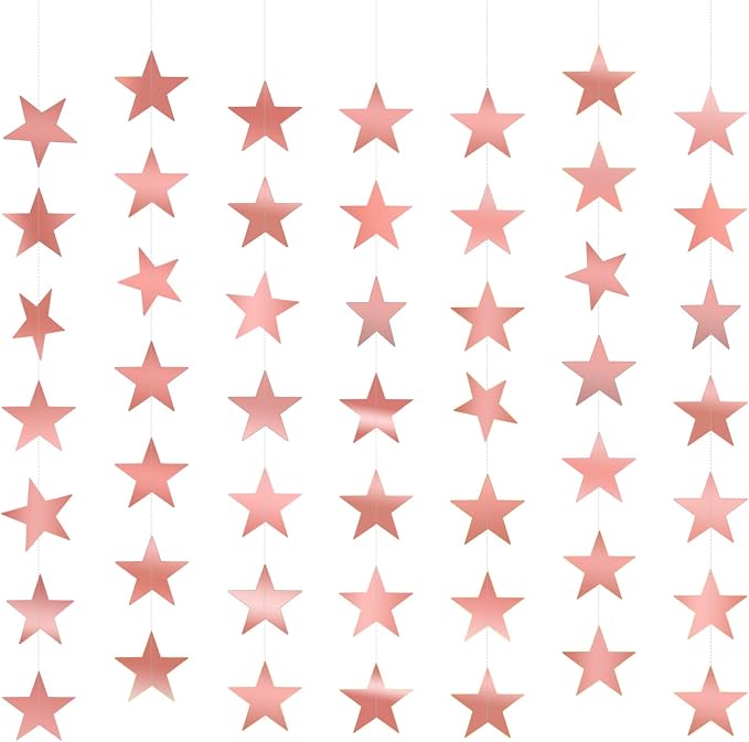 Star Garland, Rose Gold Star Garland Banner by ChicQuench