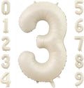 Cream Number 3 Balloons, 40 Inch 3 Balloons Giant Helium Foil Mylar Beige 3 by BBPOOL