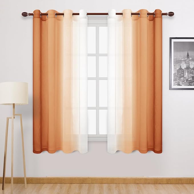 DWCN Faux Linen Ombre Sheer Curtains by DWCN