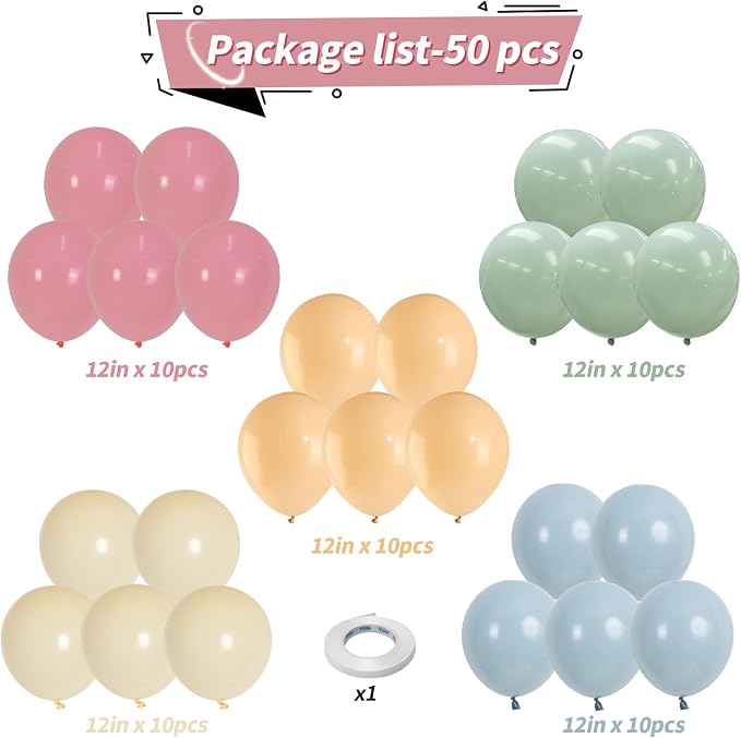 Pink Blue Green Balloons, Pastel Balloon Blush Pink Sage Green Dusty Blue Ivory - Image 2