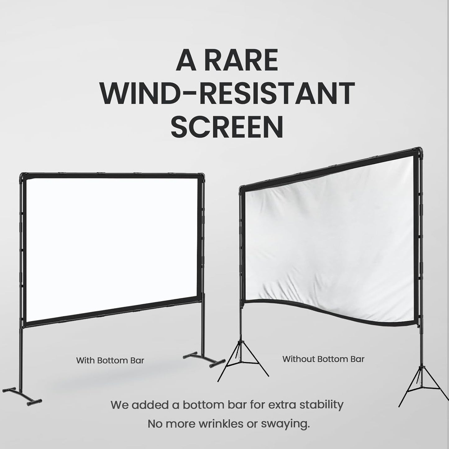 Projector Screen with Stand, 100 Inch, 16:9 Outdoor Portable Screen, Unique Retractable Design for Yard,Patio,Camping,Night Party,Office, School Indoor Use, Washable Fordable White Screen by IOLIEO