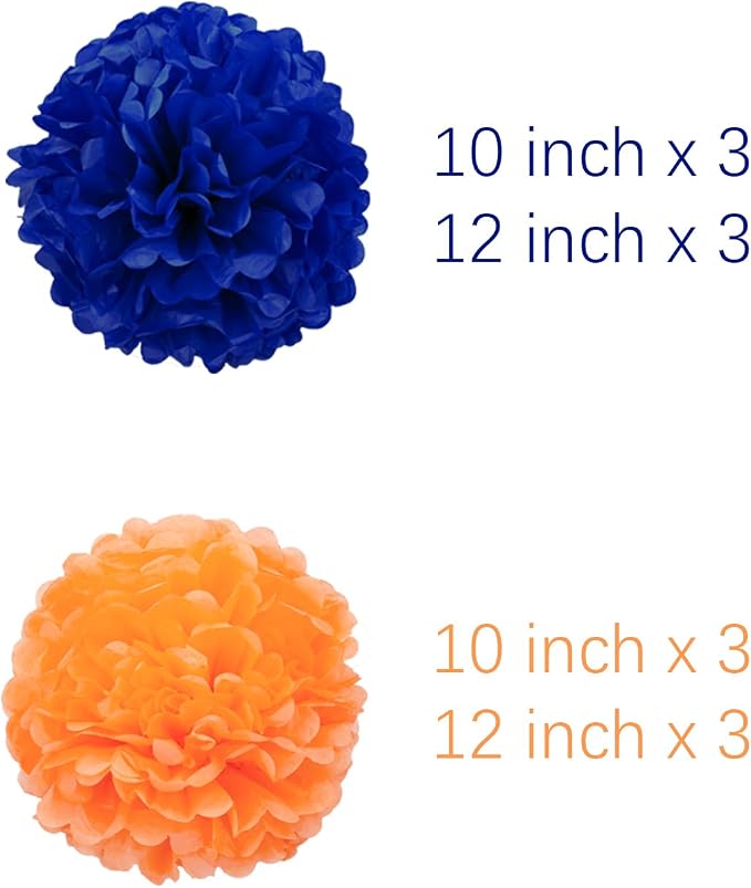 Blue Orange Tissue Pom Poms Paper Kit DIY Decorative Flowers Ball - Image 3