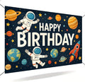 Space Birthday Decorations Banner 71x43 Inch, Large Outer Space Birthday Party by ActFirst