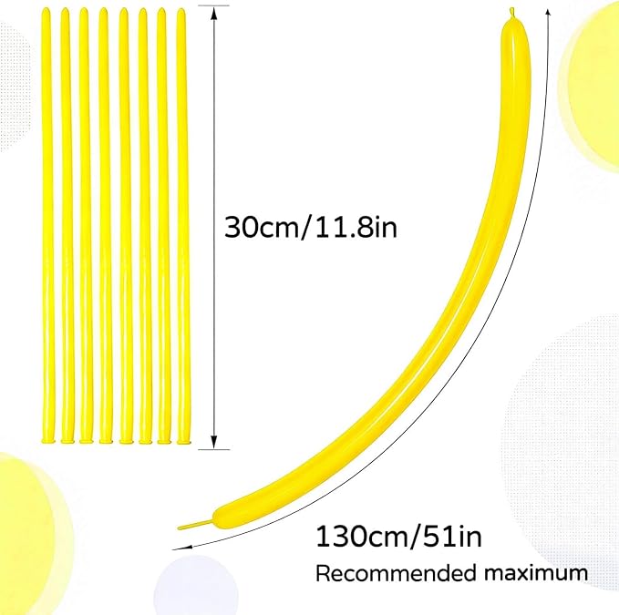 260 Yellow Long Balloons for Balloon Garland Thickening Skinny Latex Twisting - Image 3