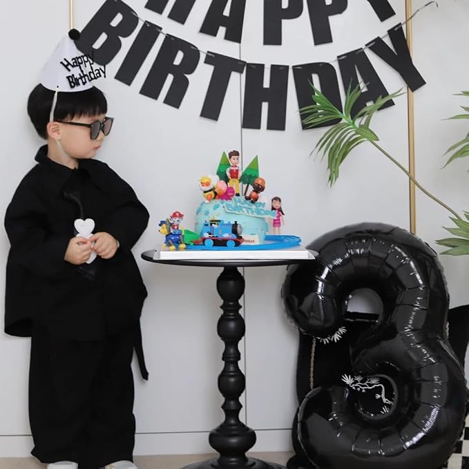 40 inch Black 3 Number Balloon Giant Foil Helium Balloons Black Large Digital - Image 3