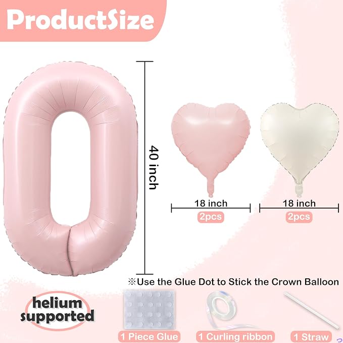 Pink 42 Balloon Number Pastel Pink 42th Birthday Party Decorations - Image 2