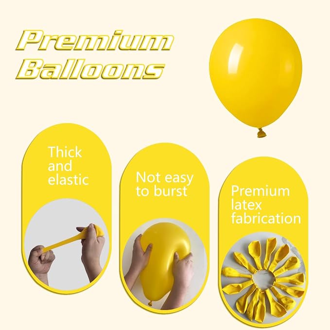 Yellow Balloons 145pcs Different Sizes 18 12 10 5 Inch Latex Helium Yellow - Image 3