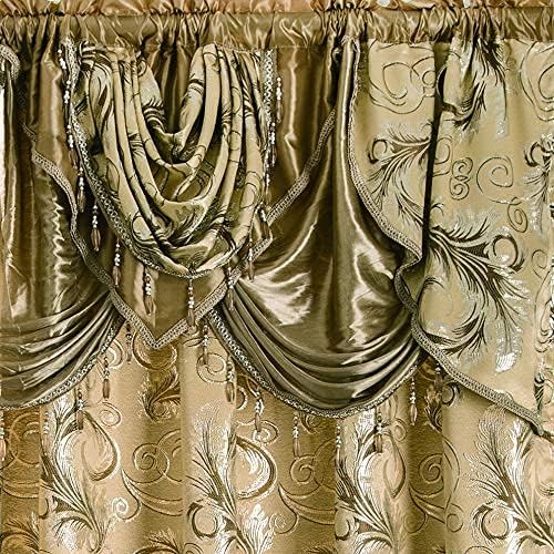 GLORY RUGS Jacquard Luxury Window 2 Panel Set Taupe Curtain - Image 5