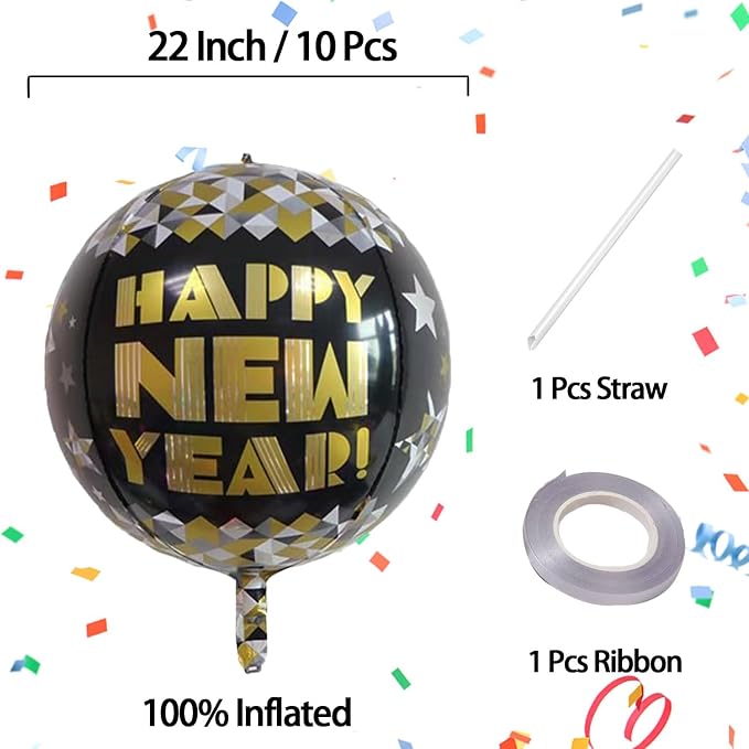 22 Inch Happy New Year Mylar Balloons - Image 3
