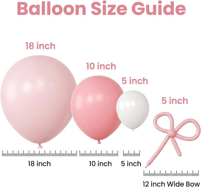 Pink Balloon Garland Arch Kit 148pcs, 18in Pink and White Coquette Balloon Set - Image 4