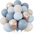Dusty Blue and Gold Balloons, Baby Blue White Champagne Gold Balloon | 50 Pcs by Adeyoo