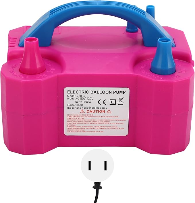 600W Electric Balloon Pump, Dual Nozzle Automatic Balloon Inflator Blowing - Image 6