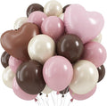 Pink Brown Balloons Heart Balloon Double Stuff Pearl Beige Dusty Blush Pink by Jobkoo