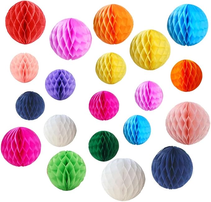 20pcs Honeycomb Flower Balls Party Honeycomb Balls Decoration Paper Flower by ZGjoy