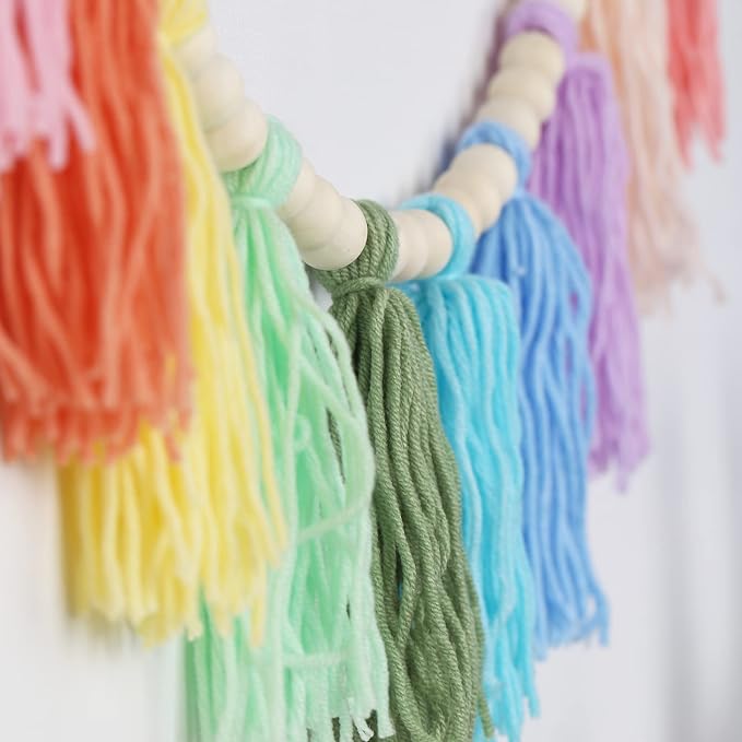 Cotton Tassel Garland Banner Colorful Birthday Decor Party Backdrop Christmas - Image 7