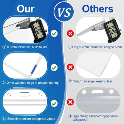 200 Pcs Clear Plastic Extra Thick Horizontal Card Holders, 4x3 Inch Sealable Waterproof Name Badge Bank ID Card Protector