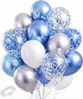 Blue White Silver Balloons Garland Kit – 60pcs 12 Inch Chrome Blue, Birthday by FiestaCart