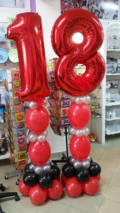 Red 8 Balloon - Number Balloon 40 Inch, 8th Red Birthday Decorations | Large - Image 2