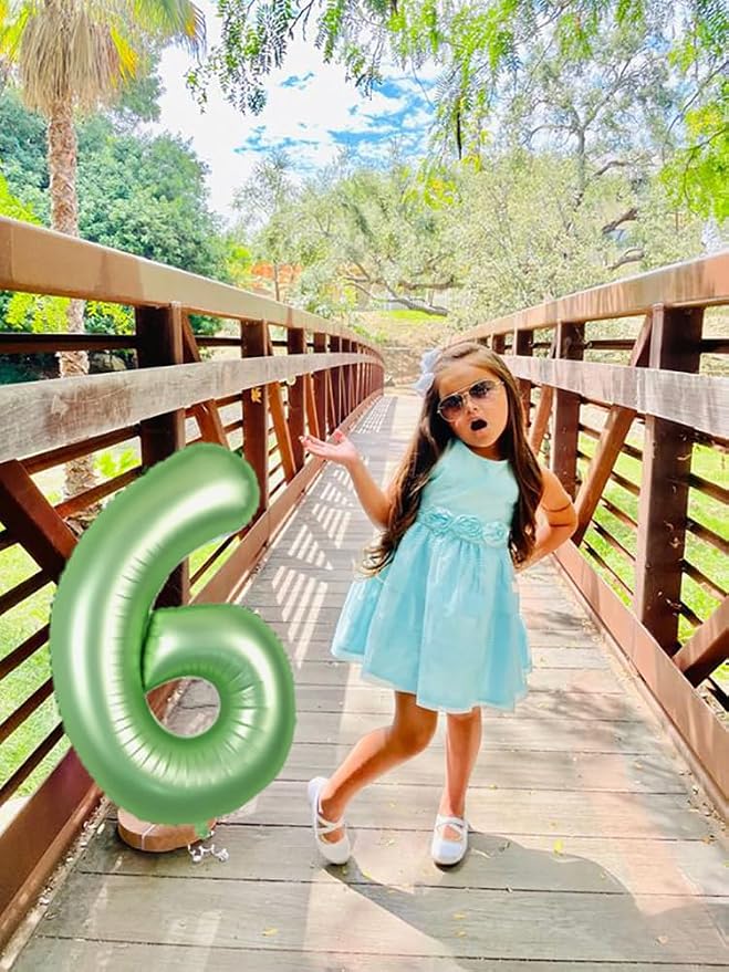 Number 1 Balloon Birthday Decorations, 40In Sage-Green Balloons - Image 5