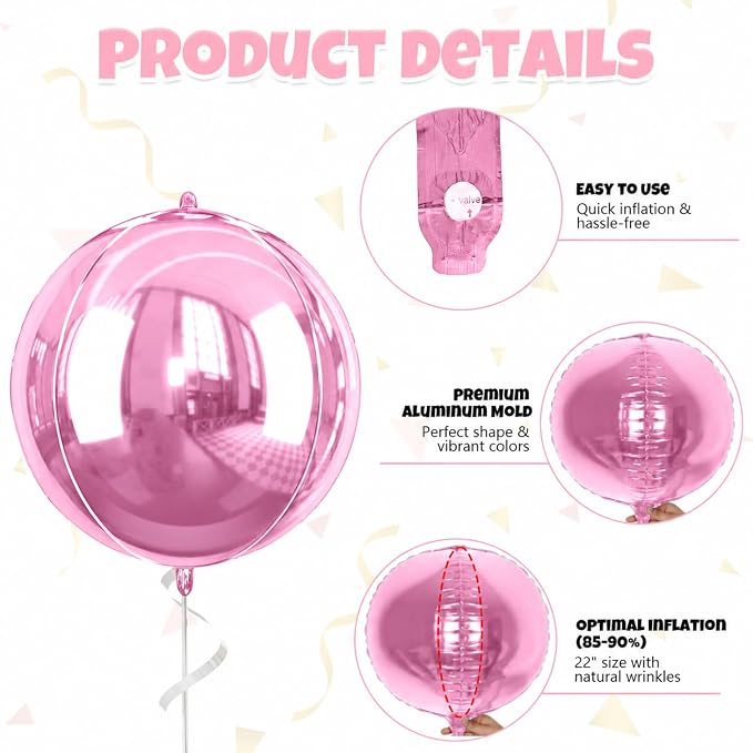 22 Inch Pink Foil Balloons, Baby Pink Balloon - Image 8