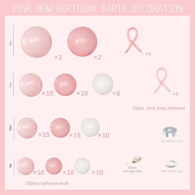 110pcs Coquette Pink Bow Balloon Garland Arch Kit - Image 2