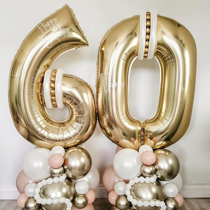 Champagne Gold 8 Balloon Number, 40 Inch Light Gold 8 Balloons Big Foil Mylar - Image 3