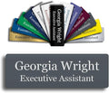 Custom Engraved Name Tag 1" x 3" Personalized Badge Magnetic or Pin Backing Made in The USA by Gem Awards (Gray)