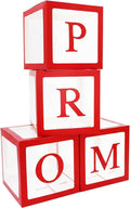 4 Pcs Prom Boxes with Letters 11.8 x 11.8 x 11.8 Inch Clear Prom Balloon Boxes by Trandraft
