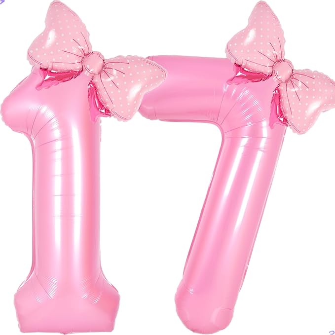 Pink 17 Balloon Numbers Pink Birthday Decorations by Unknown