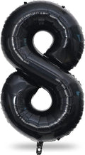 Black Number 8 Balloons, 40 Inch 8th Birthday Foil Balloon by Lingqiang