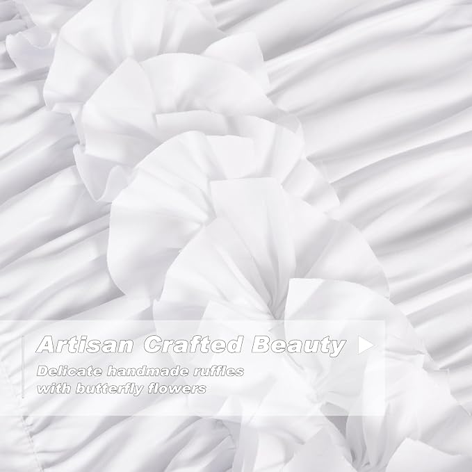 Blackout Drapes 54" x 84" x 2 Panels, Handmade Ruffles | Butterfly Flower - Image 2